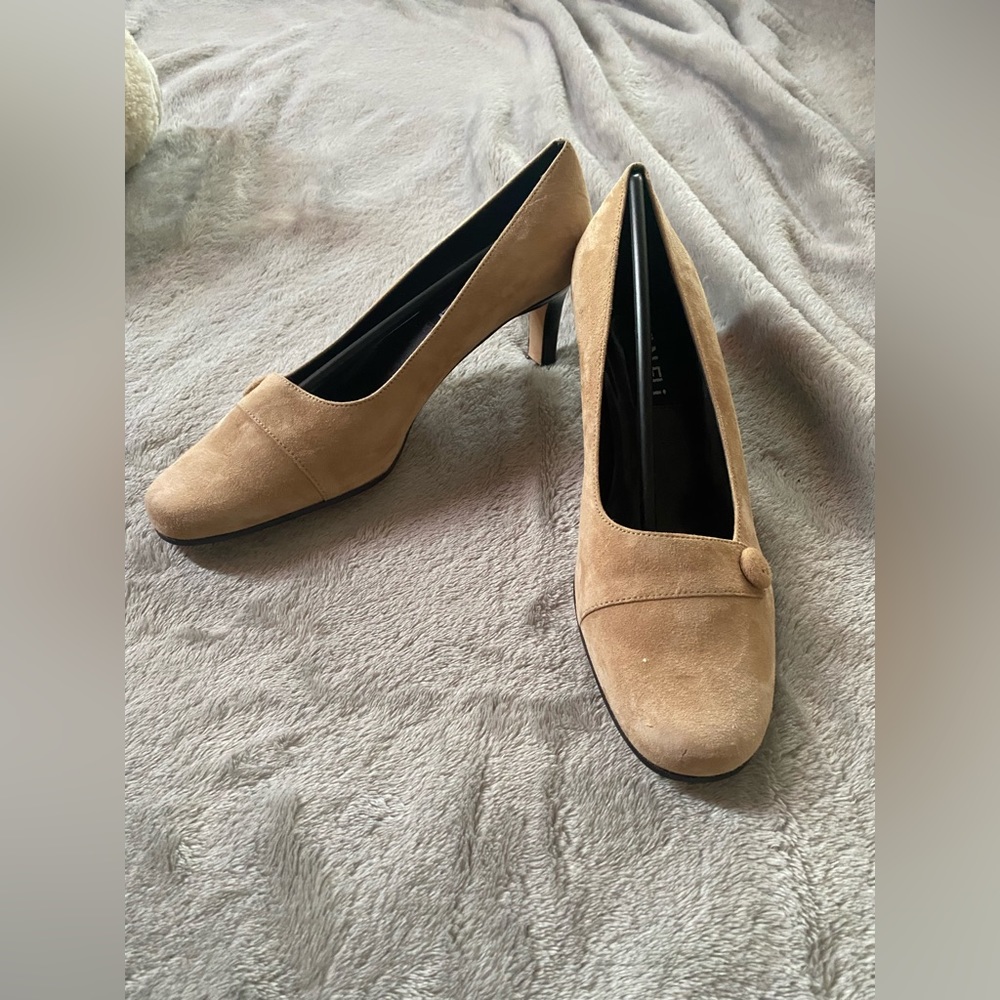 Vaneli suede tan high heel in size 7M